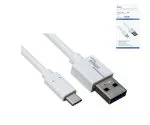 USB 3.1-kabel typ C - 3.0 A , vit, box, 1m Dinic Box, 5Gbps, 3A laddning